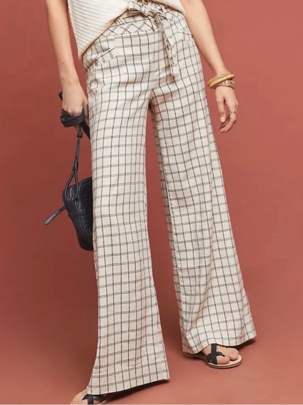 Anthropologie Paperbag-waist Windowpane Trousers